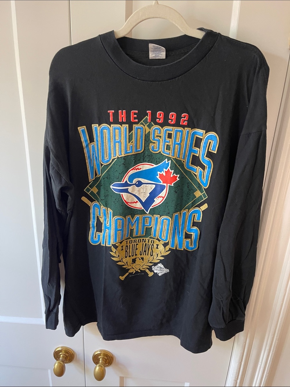 Vintage STARTER Black Toronto Blue Jays 1992 Champions Long Sleeve Tee
